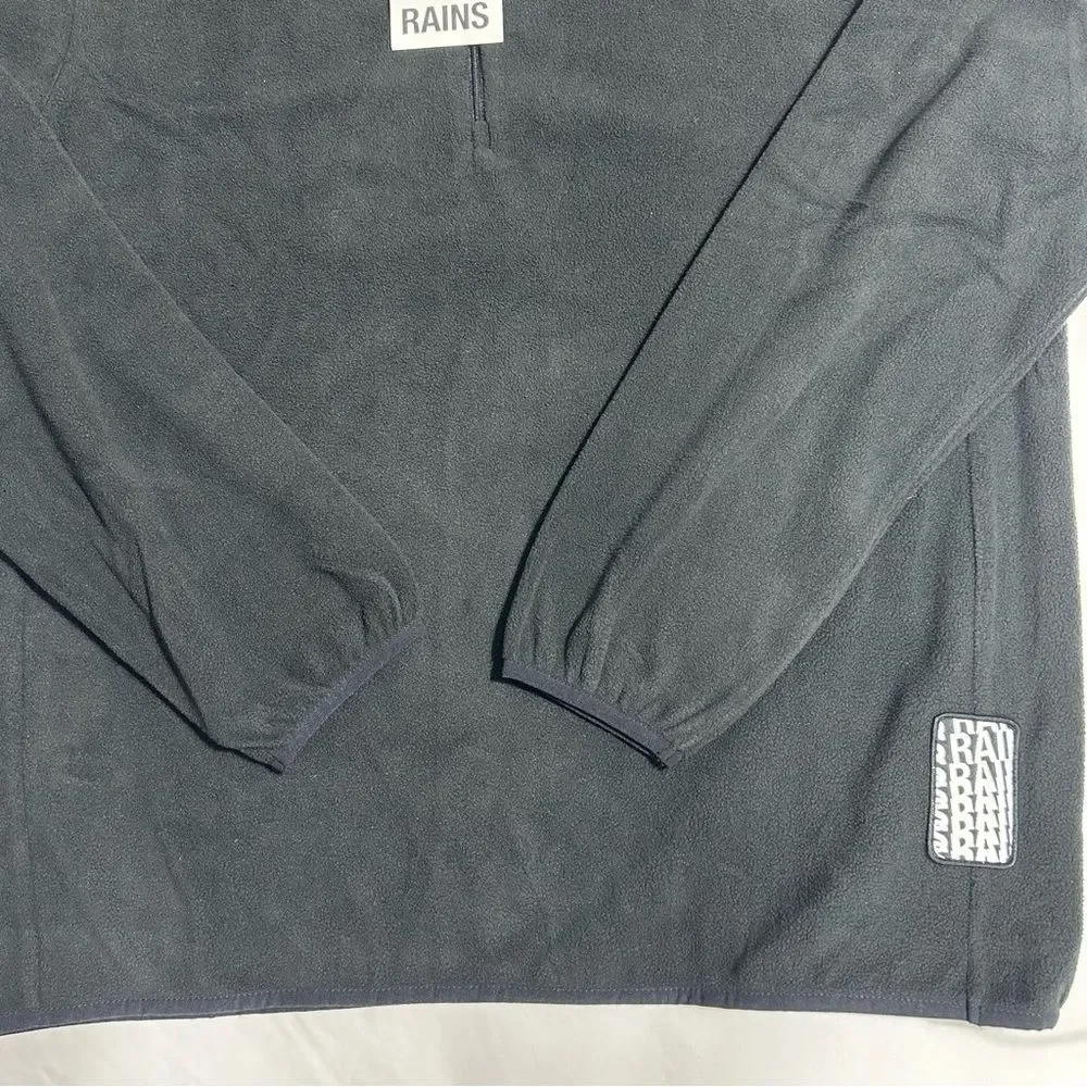 NWT Rains Mens Black Fleece Sweater Half Zip Size Medium